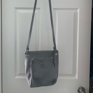 Roots Edie grey leather crossbody bag